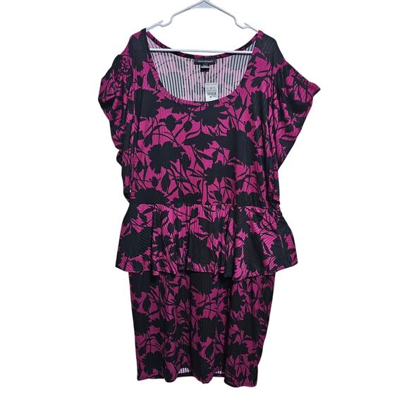 New Ashley Stewart Peplum Dress Purple and Black Plus Size 22/24 (829) - Picture 2 of 5